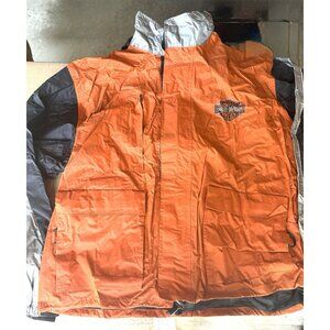 Harley Davidson Mens Medium Nylon Motorcycle Biker Jacket Black Orange /Lg Pants